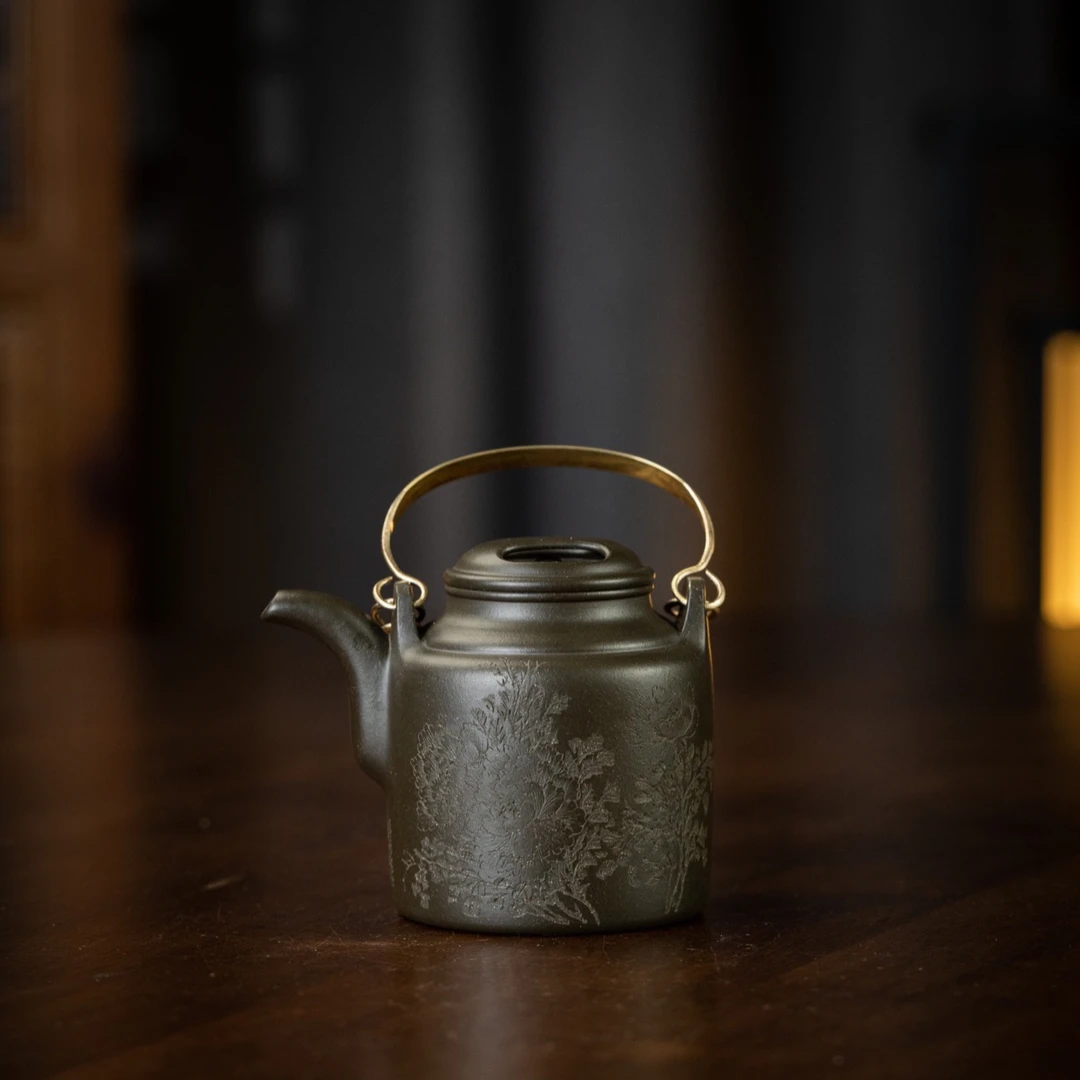 洋桶壶祁星斗180cc端绿泥牛盖紫砂壶茶具泡茶壶绿紫砂壶提梁壶