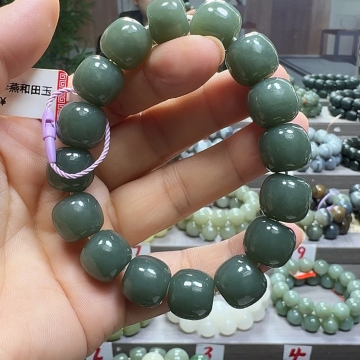和田玉未镶嵌手链新疆且末蓝老型卡14