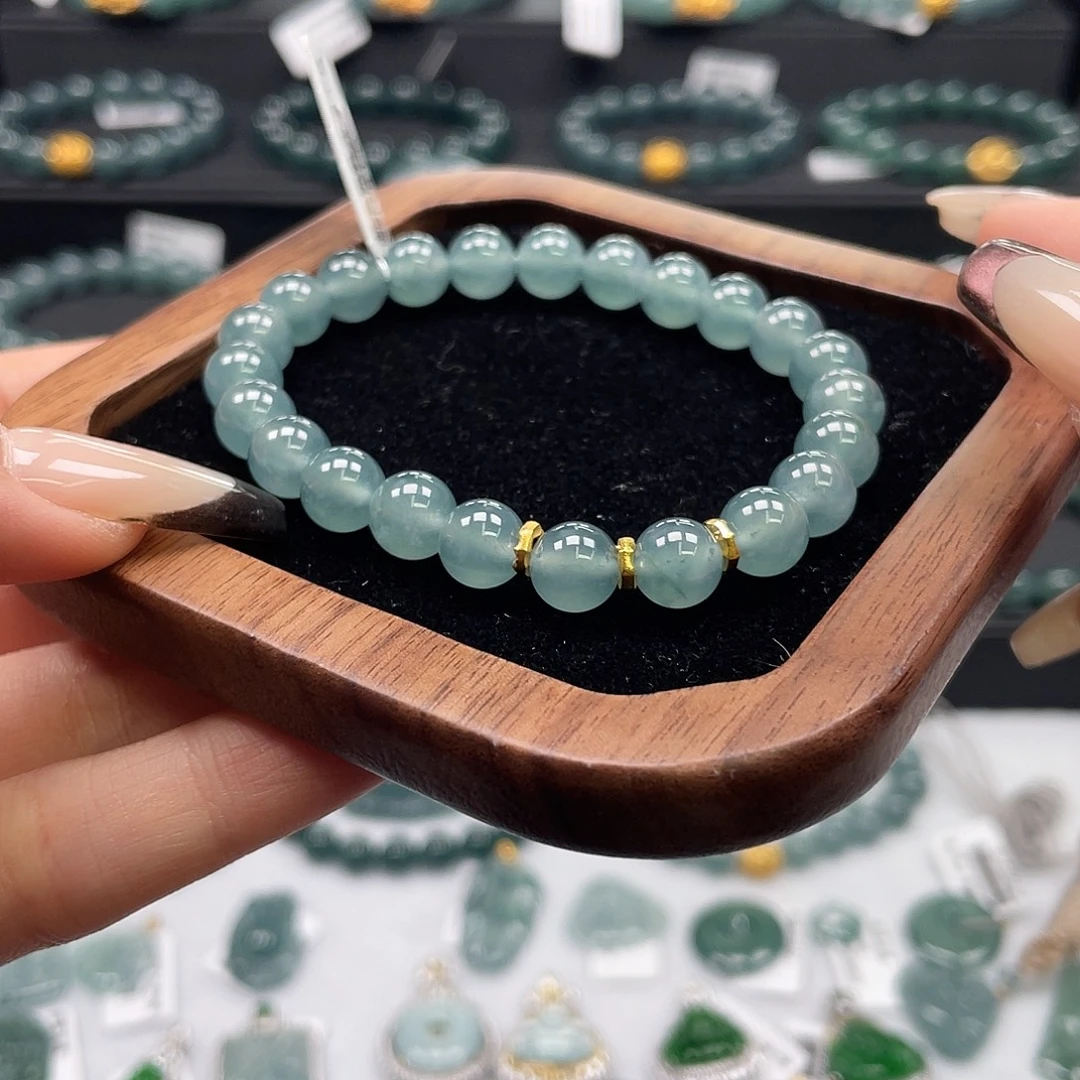 翡翠18K金镶嵌套链