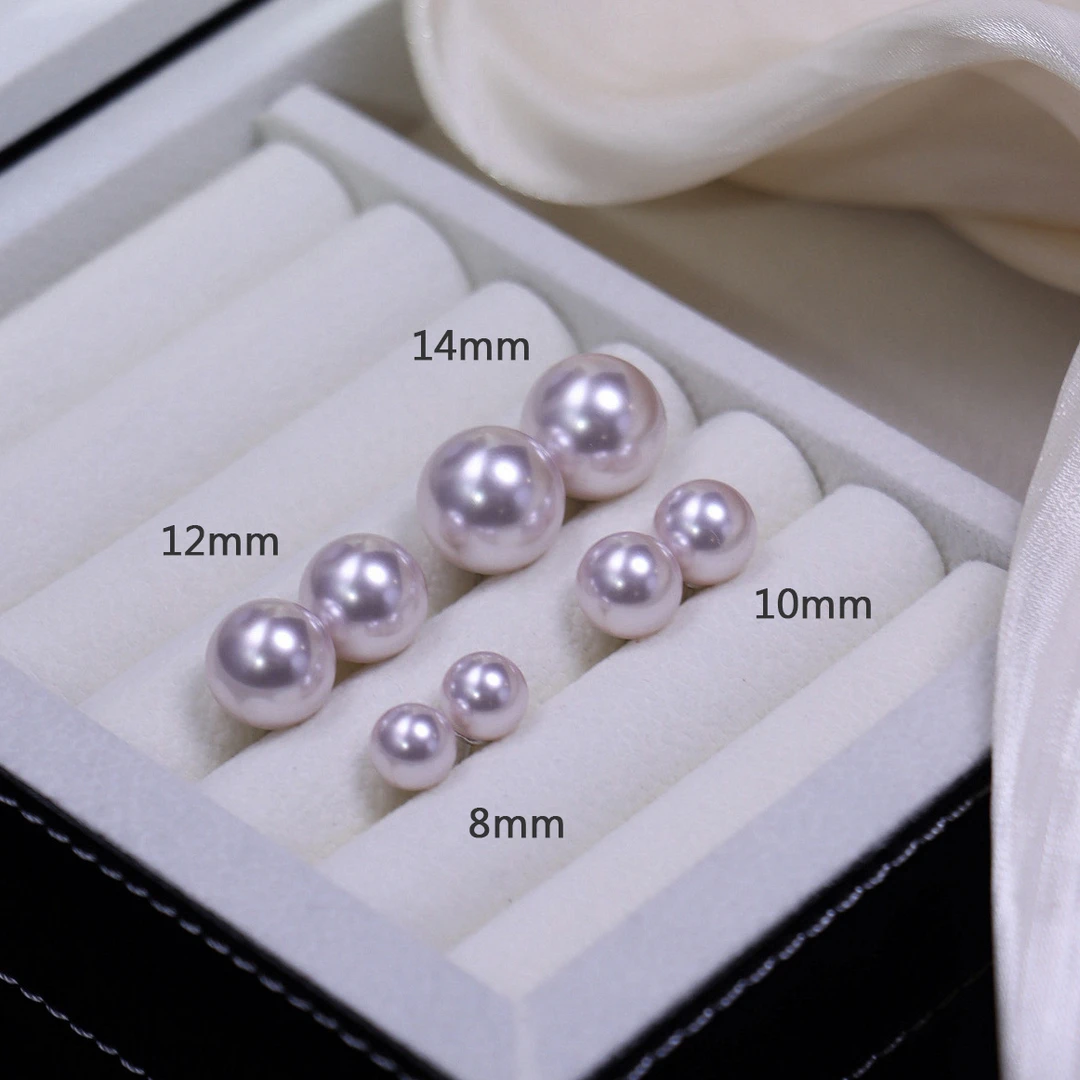 铜合金仿珍珠耳饰 8-9mm曼塔玫瑰素珠施家贝珠耳钉耳饰ESA609