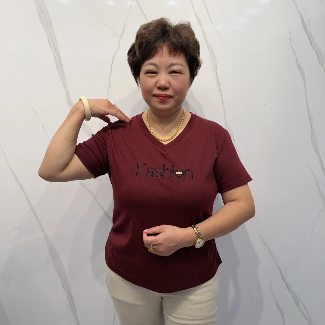 2588夏季减龄透气显瘦百搭宽松洋气V领T恤