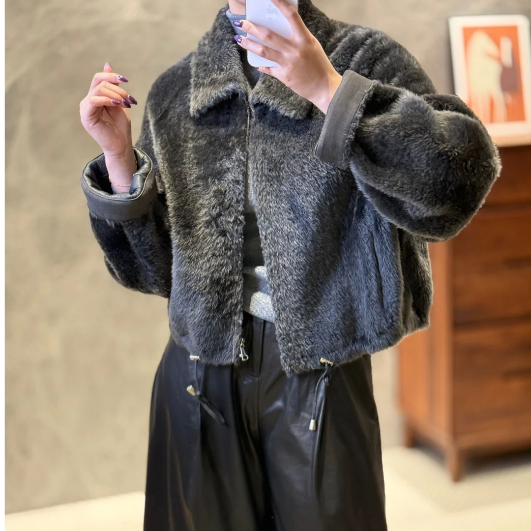 2025冬季新款进口小拉贡羊皮毛一体外套女年轻款保暖毛