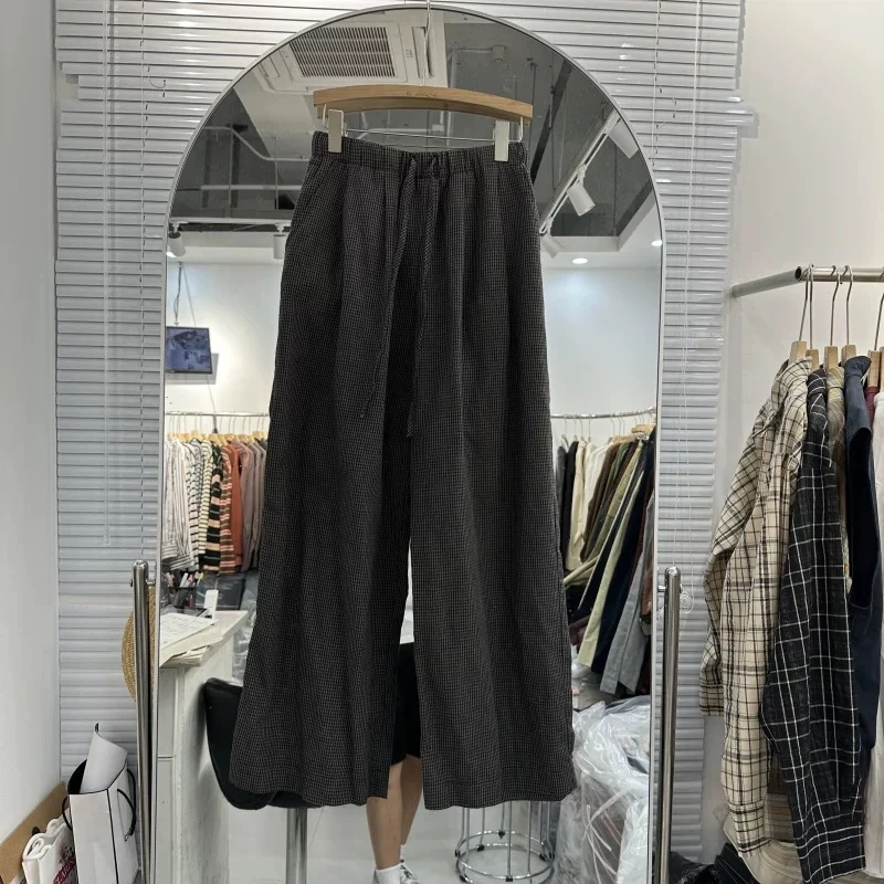 大码女士格子阔腿裤（个别没抽绳）