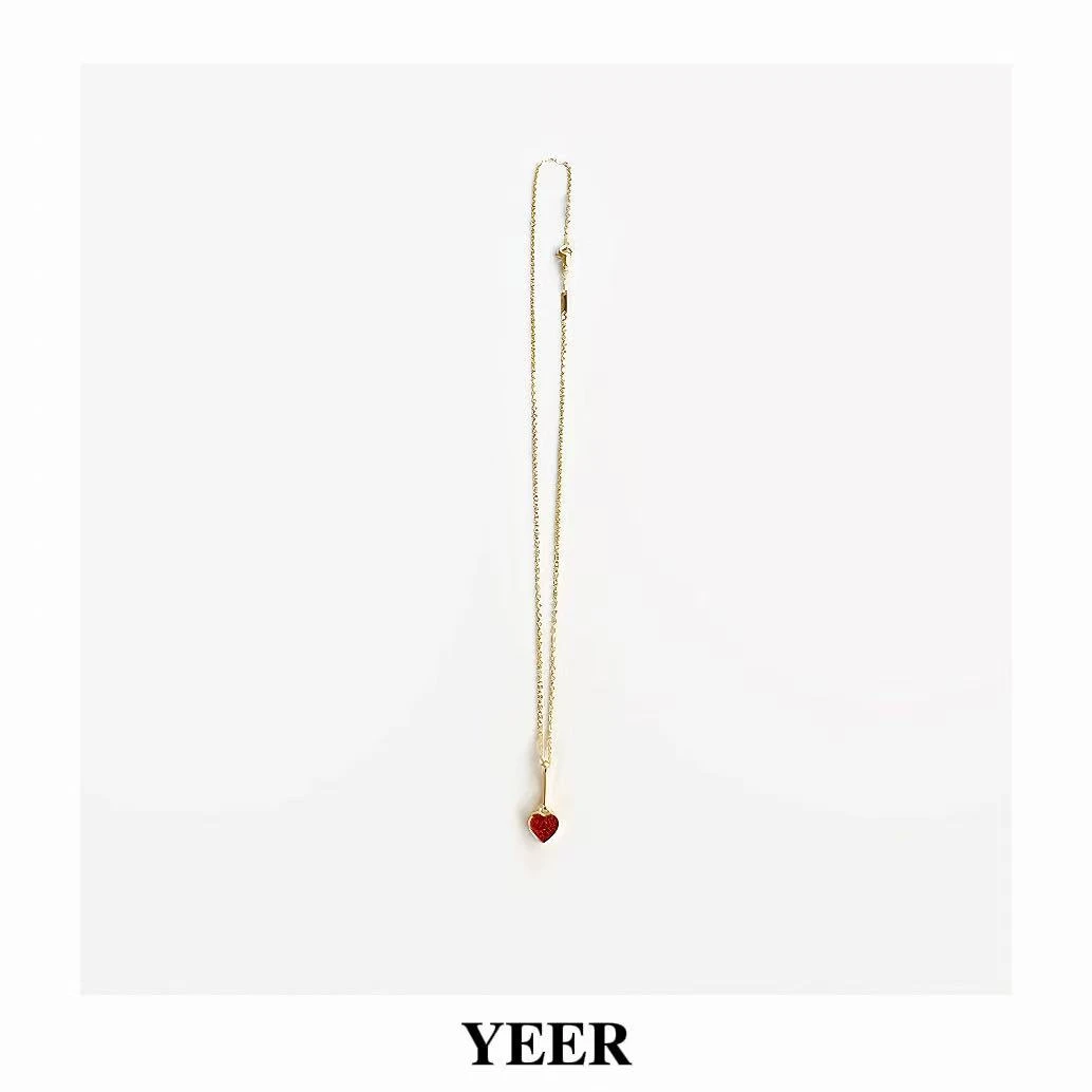 坠链均925银珐琅 YEER 小众时尚精致细闪红爱心吊坠项链 925银