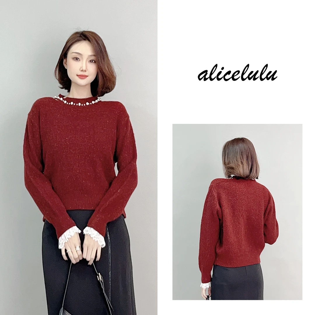 4 ALICE 星梦缘毛衣 蕾丝拼接 藏肉显瘦 S2141775U