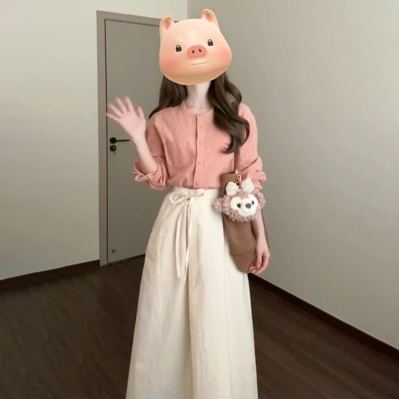 5282衬衫半裙连衣裙子女秋冬2025新款小个子高级感早春季穿搭长裙