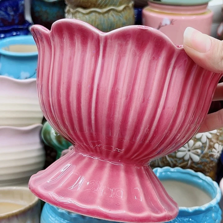 多肉绿植陶瓷花盆9.9包邮，有孔