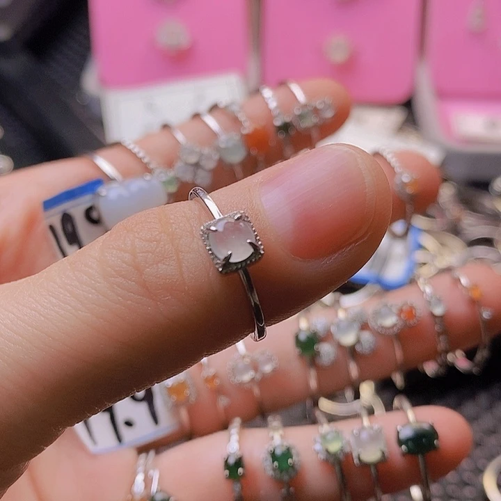 翡翠戒指银S925镶嵌南