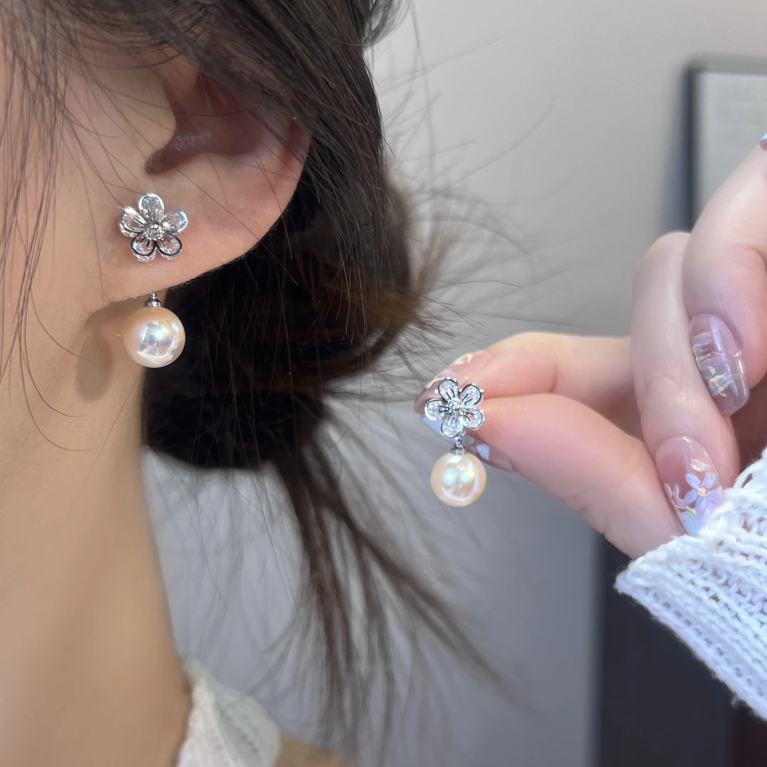 黑糖【饰品】  一款多戴精致花花珠珠耳钉个性温柔耳环E1547