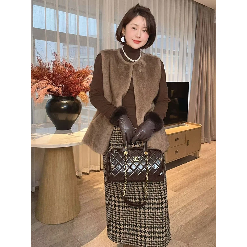 【DIS 定制】【美式德芙】韩系休闲百搭马甲皮草外套Z525X18313