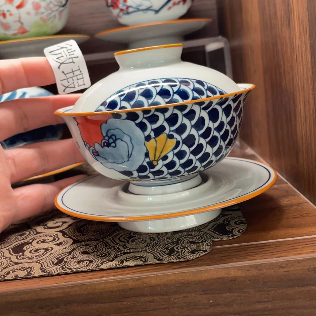 釉下手绘茶具微瑕