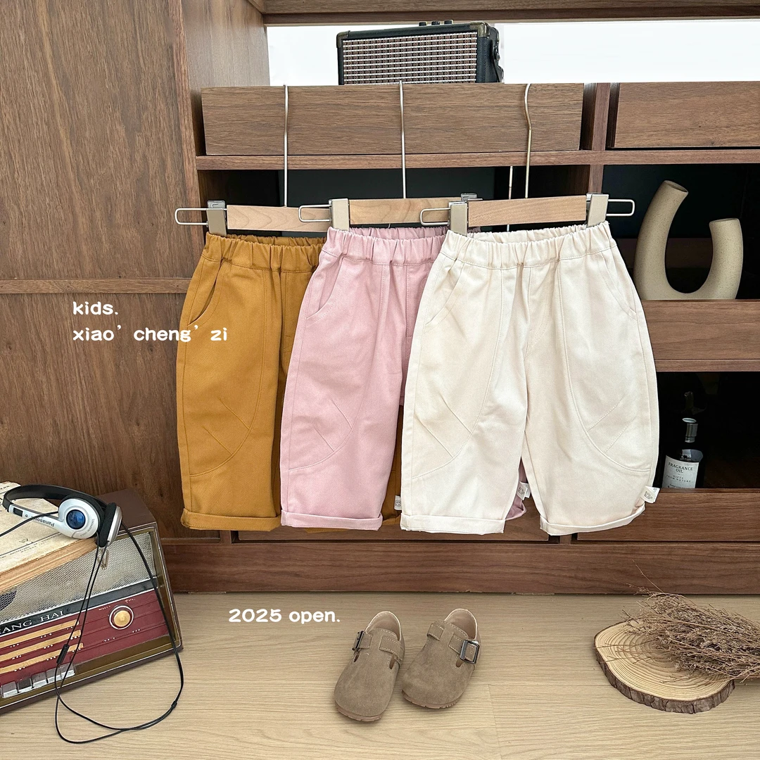 T25C137春秋松紧带休闲风通用斜纹休闲直筒裤百搭中性男童女童