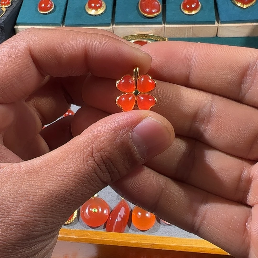 南红玛瑙银S925镶嵌颈饰