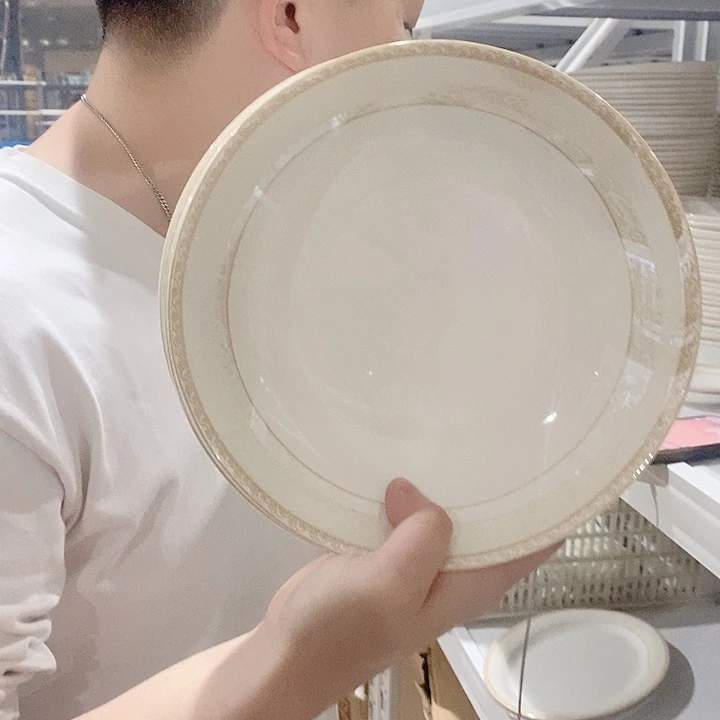 红***人白瓷时尚小资8寸深盘10个装