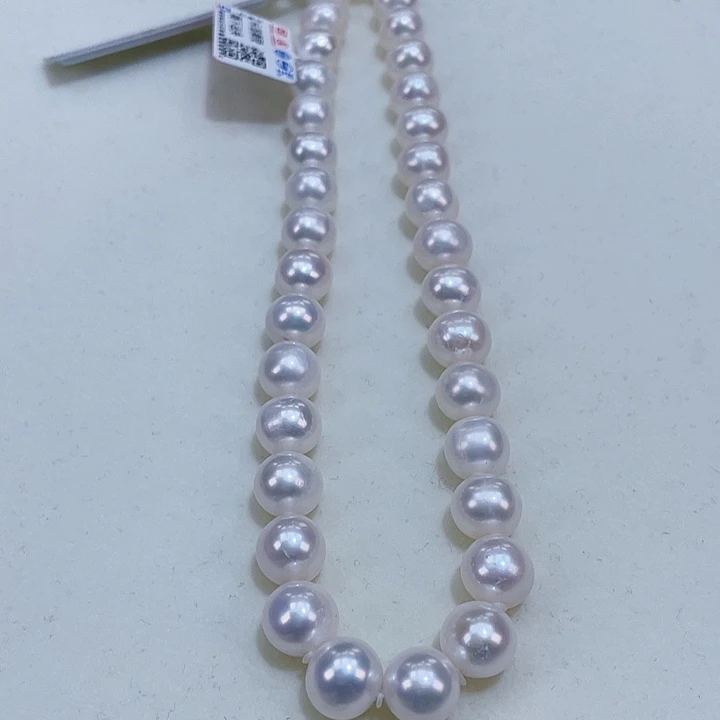 淡水珍珠颈饰银S925镶嵌8.5/9极光冷白无核干净