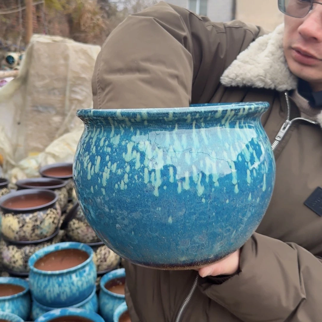 紫砂公道杯口25高20（一个胖子蓝雪花