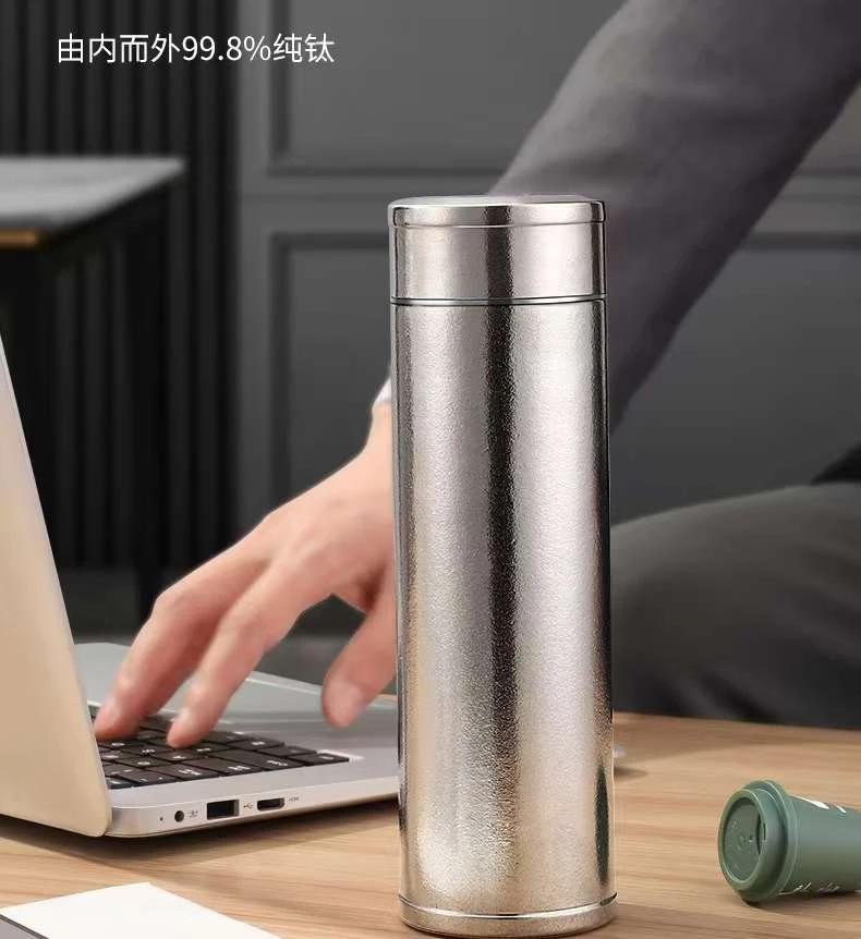 内外纯钛保温杯男女双层纯钛杯茶水分离大容量泡茶杯高端礼盒水杯