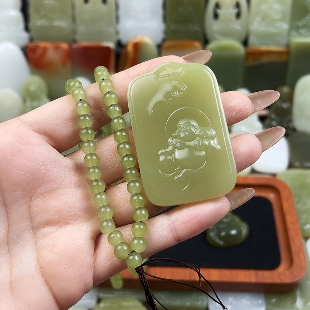 菠菜绿大肚佛吊坠