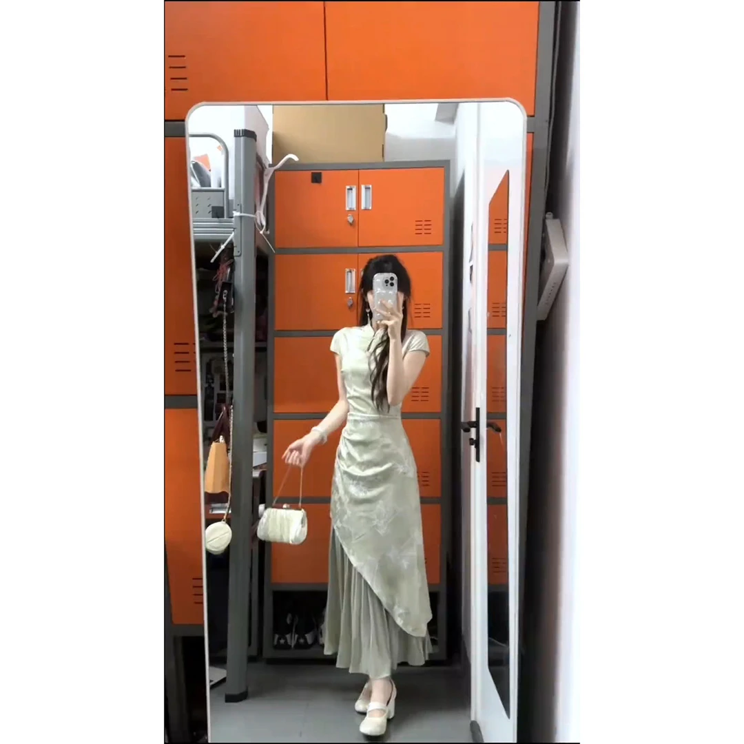 【9730】新中式国风旗袍连衣裙女夏季设计感小众收腰显瘦气质长裙