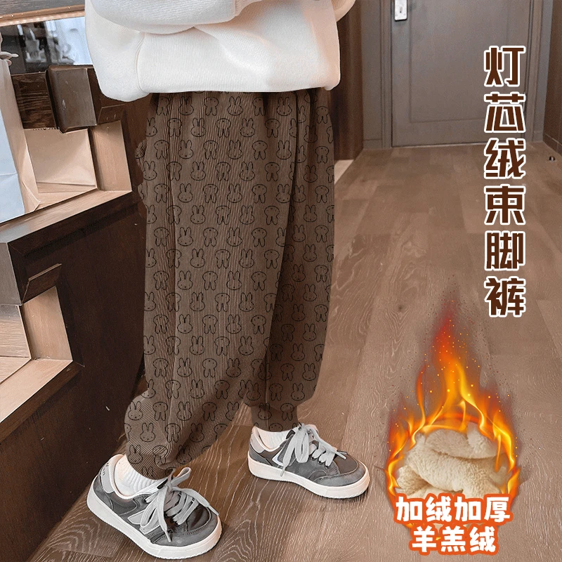 男童春秋新款薄款运动裤儿童裤子中大童洋气灯芯绒休闲长裤潮流