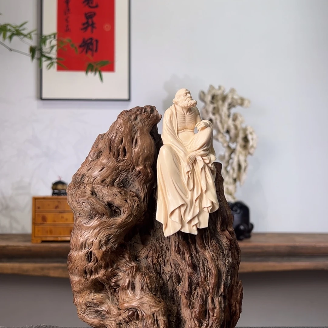 木达摩禅思雕件摆件纯手工