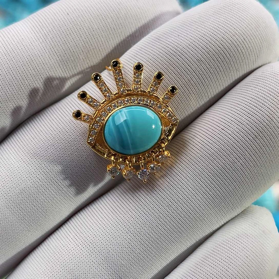 绿松石珠宝奇石18K金镶嵌