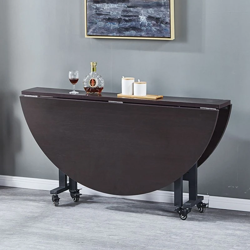 家用折叠餐桌圆形多功能出租房饭桌新型隐形可折叠桌子便携式设计