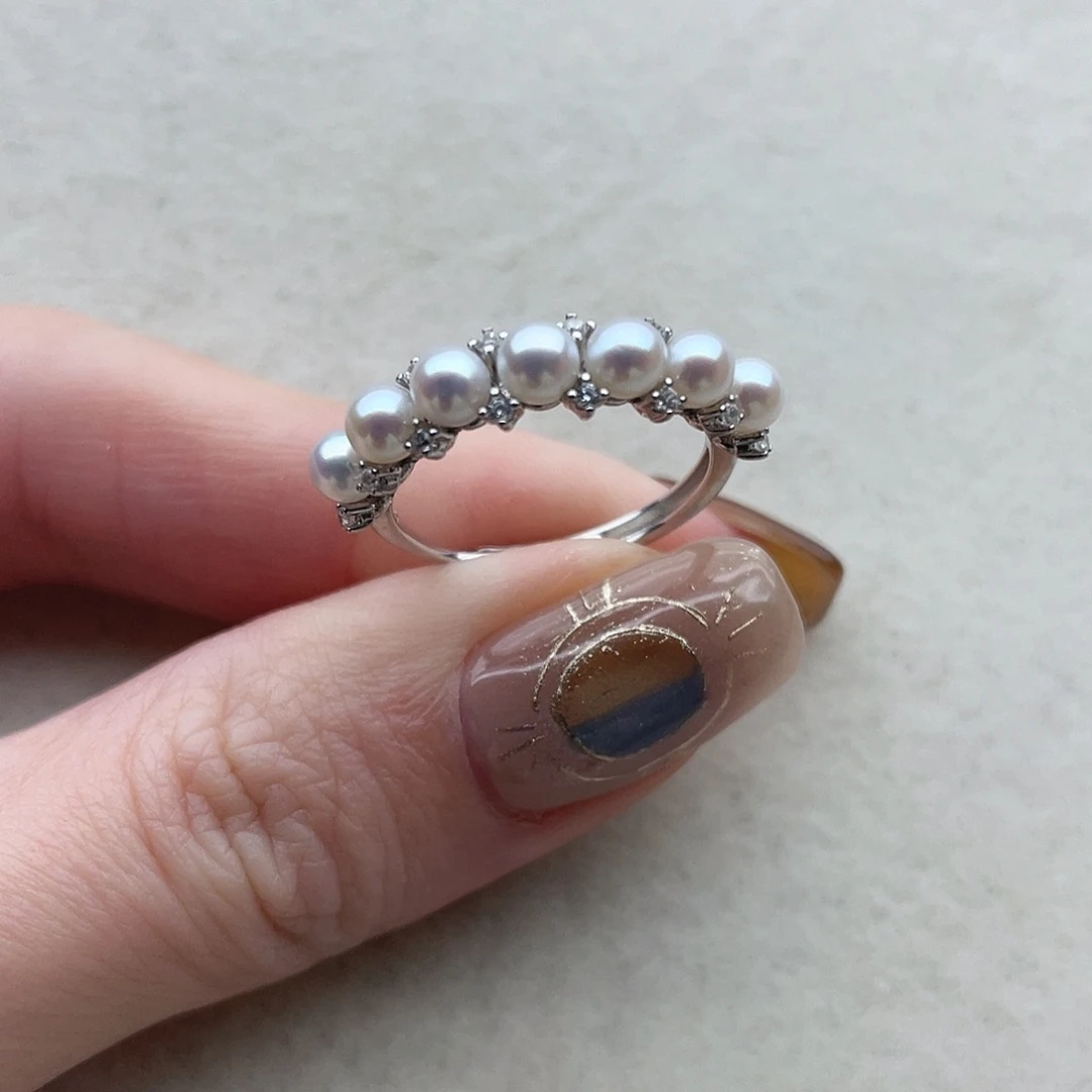 银S925镶嵌淡水珍珠戒指4