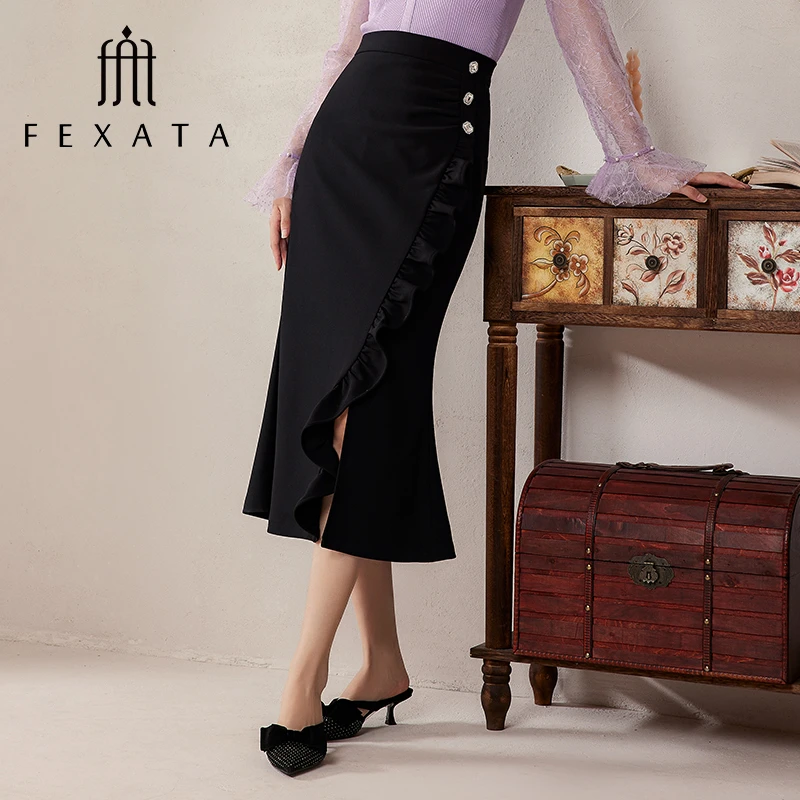 【小朱专属】FEXATA斐格思复古包臀裙修身鱼尾半裙
