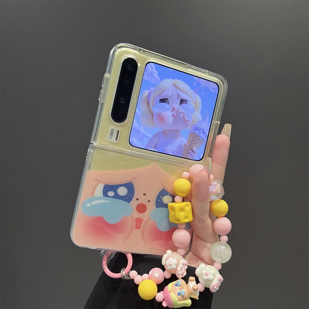 适用华为PuraX典藏版折叠屏手机壳滴胶闪粉可爱哭娃pocket2新款女