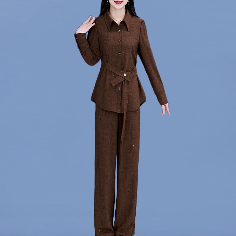 【两件套】24423梦晚春季优雅气质时尚大气休闲收腰显瘦套裤-XZY