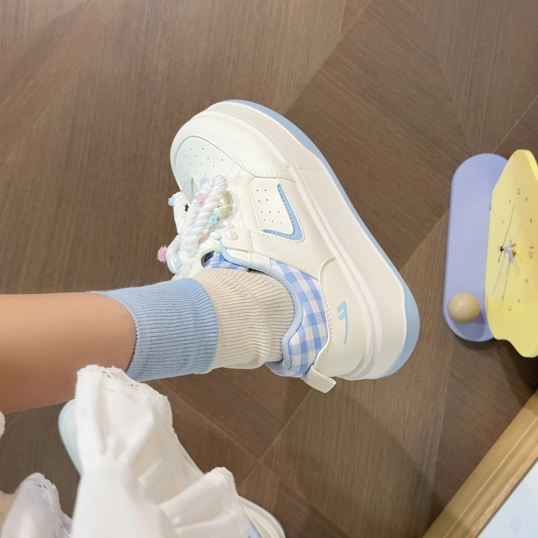 回力原创蓝色面包鞋女chic甜美2025新款韩版板鞋百搭休闲小白鞋女