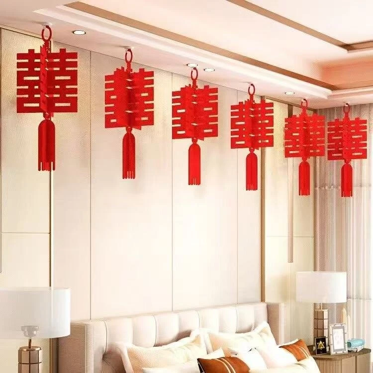 立体喜字挂饰客厅装饰结婚婚房装饰走廊新房婚礼布置装饰婚庆用品