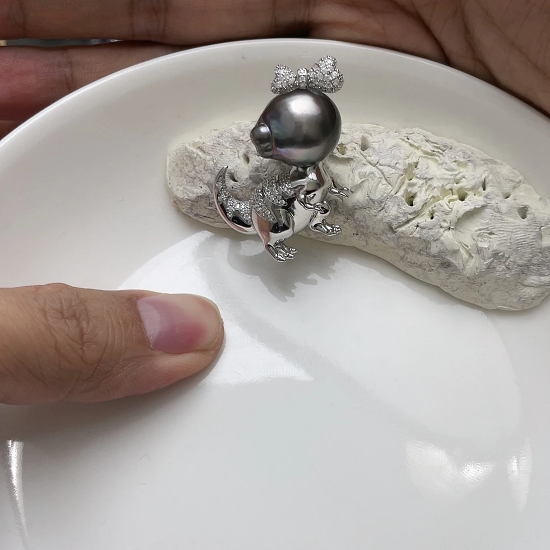 海水珍珠吊坠(不含链)银S925镶嵌小*包