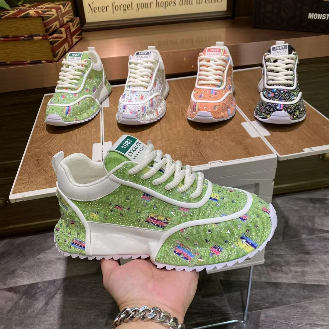 2025夏季时尚新款百搭潮流舒适手工包底男士烫钻休闲男鞋（皮鞋码）