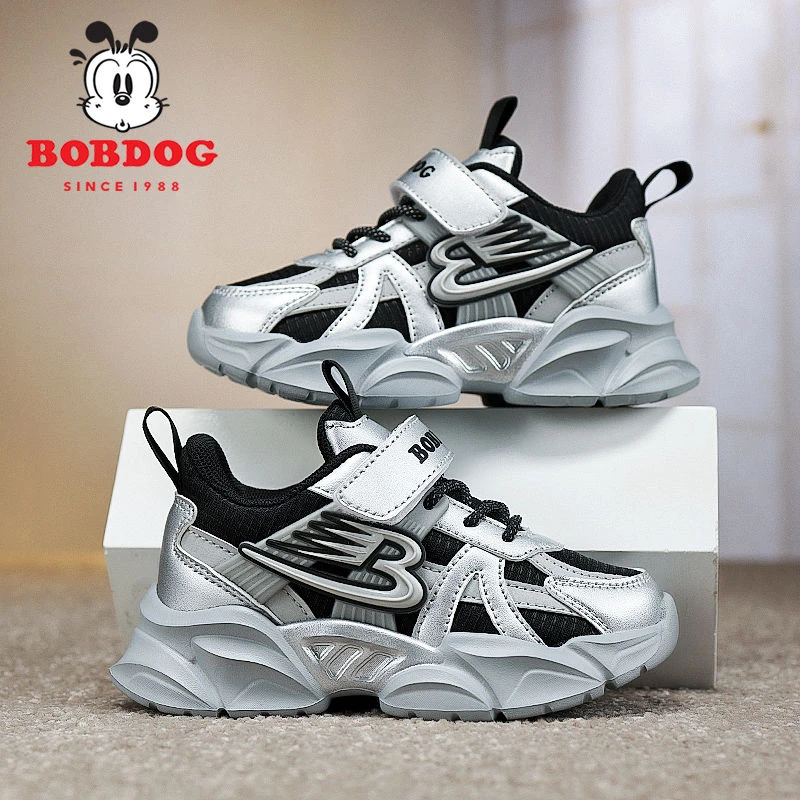 巴布豆男童鞋子2025春秋新款网面男孩百搭软底休闲透气儿童运动鞋