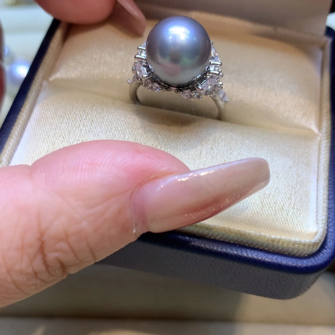 银S925镶嵌戒指海水珍珠