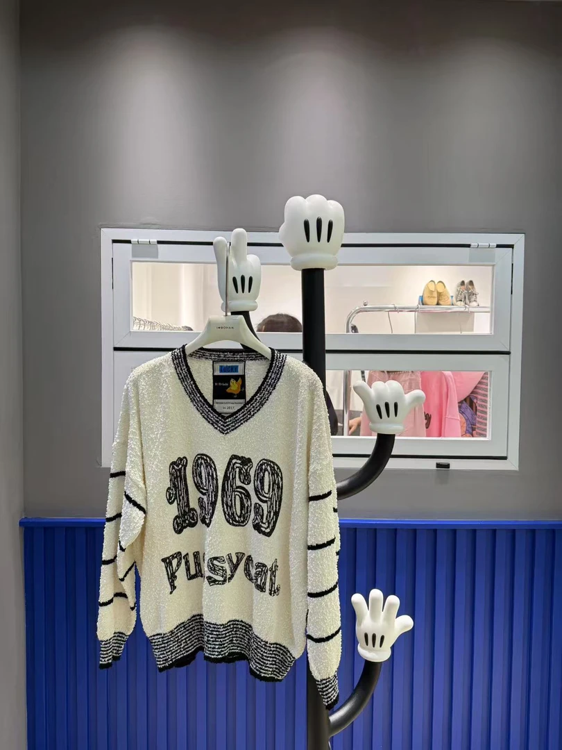 3748#深圳BOHAN秀秀家2025早春新款1669数字打底毛衣针织衫