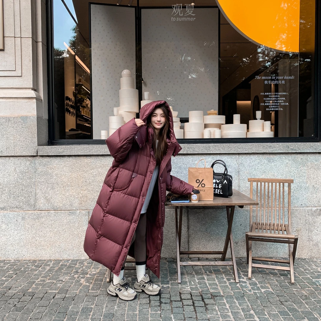 95白鸭绒羽绒服中长款时尚双穿羽绒服女Y24021