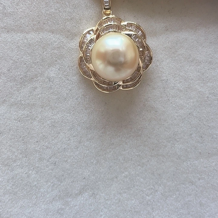 海水珍珠银S925镶嵌吊坠(不含链)