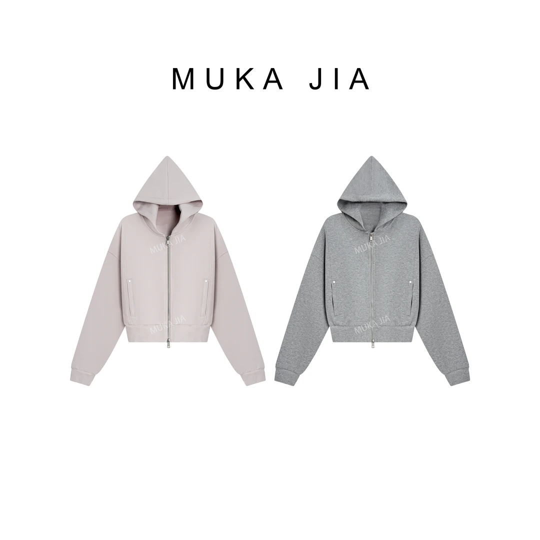 木卡家 韩国风时尚休闲百搭宽松连帽春季长袖设计师短外套