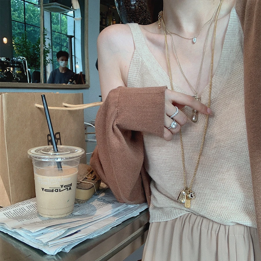 THEYIIX【甜甜杏吊带】精纺美丽奴羊毛吊带内搭叠穿针织背心