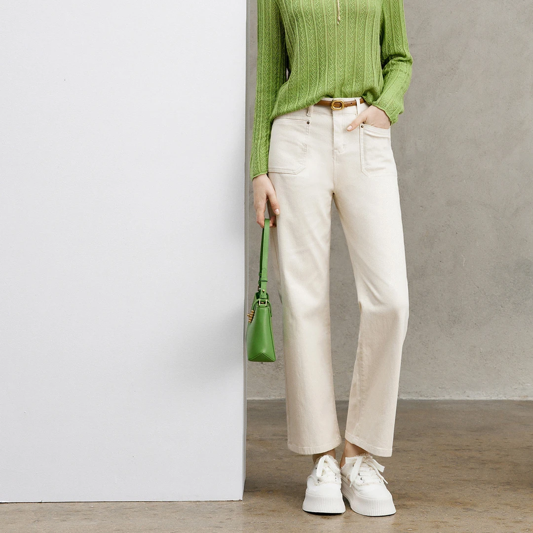 颜域【91%棉】高腰阔腿裤女2025春秋装通勤百搭长款休闲裤