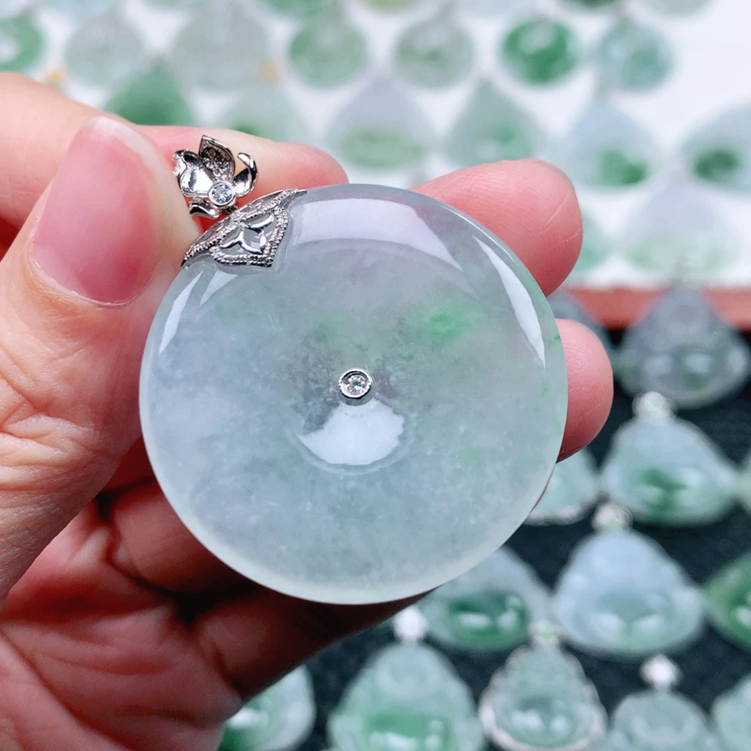 翡翠18K金镶嵌吊坠(不含链)