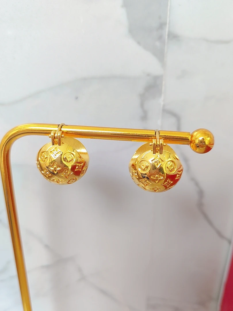 足金999时尚老花球球耳扣