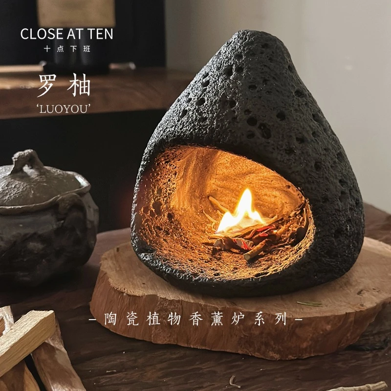 “萝柚”手工家居鼠尾草圣木雪松草杖香薰熏香炉小壁炉香薰桌面摆件