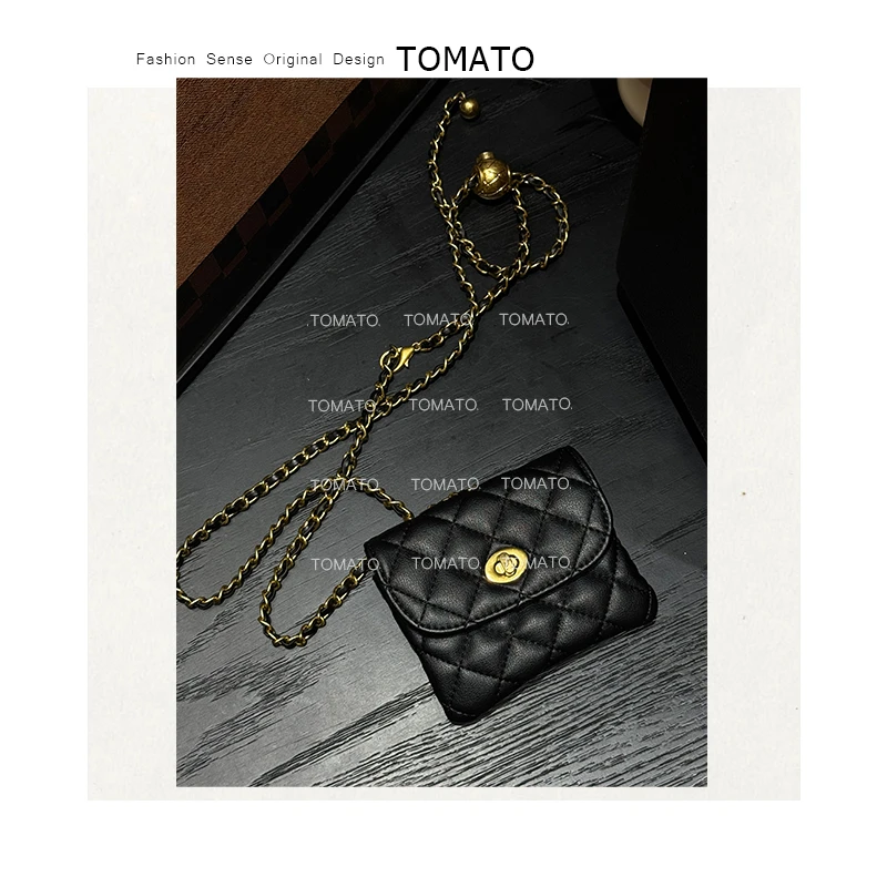 【TomaTo】新款小香风ins轻奢腰链百搭斜跨菱格腰包C25B0613