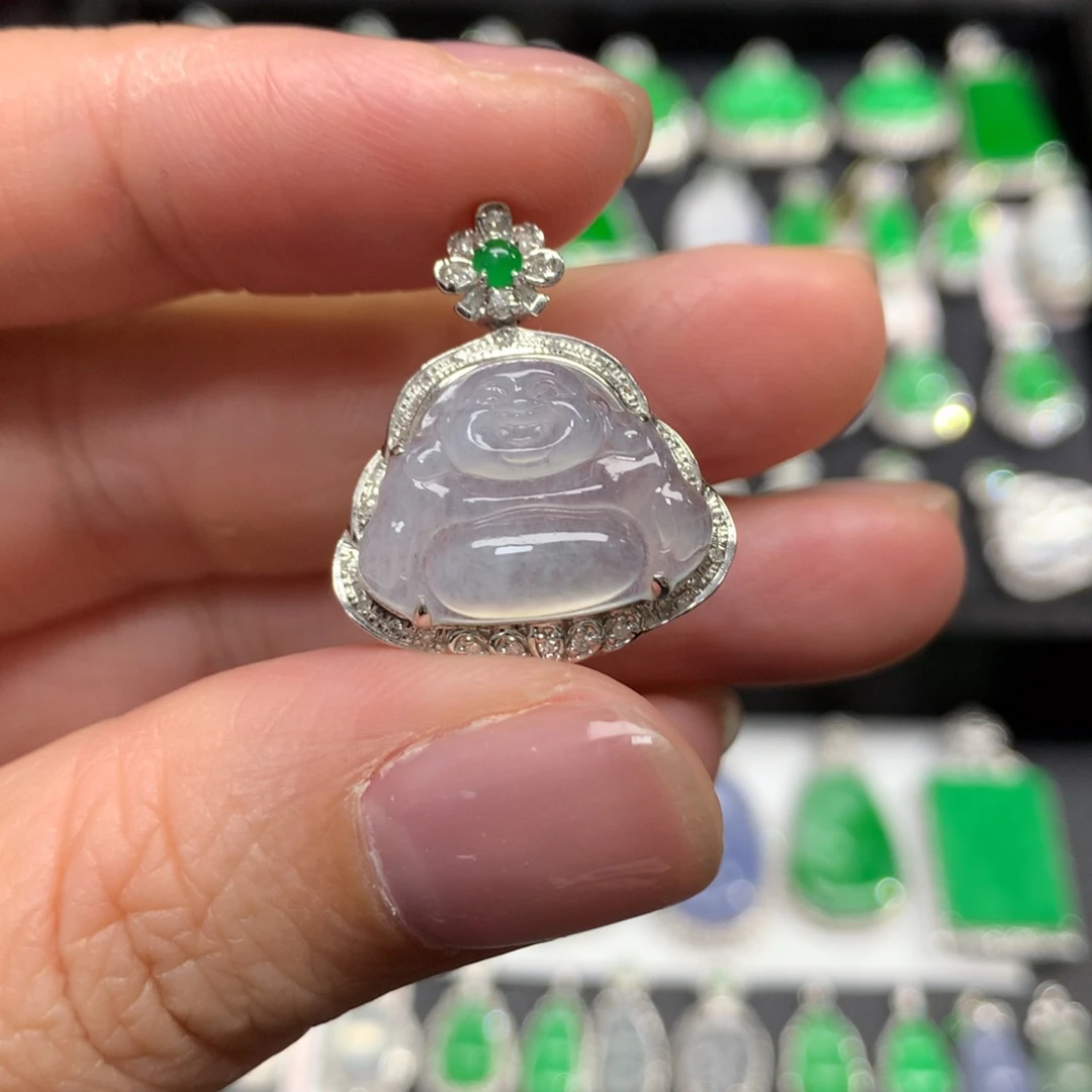 翡翠18K金镶嵌吊坠(不含链)