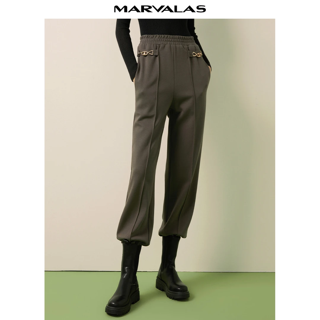 【籽言专属】高腰休闲裤女秋季简约气质宽松卫裤百搭束脚裤