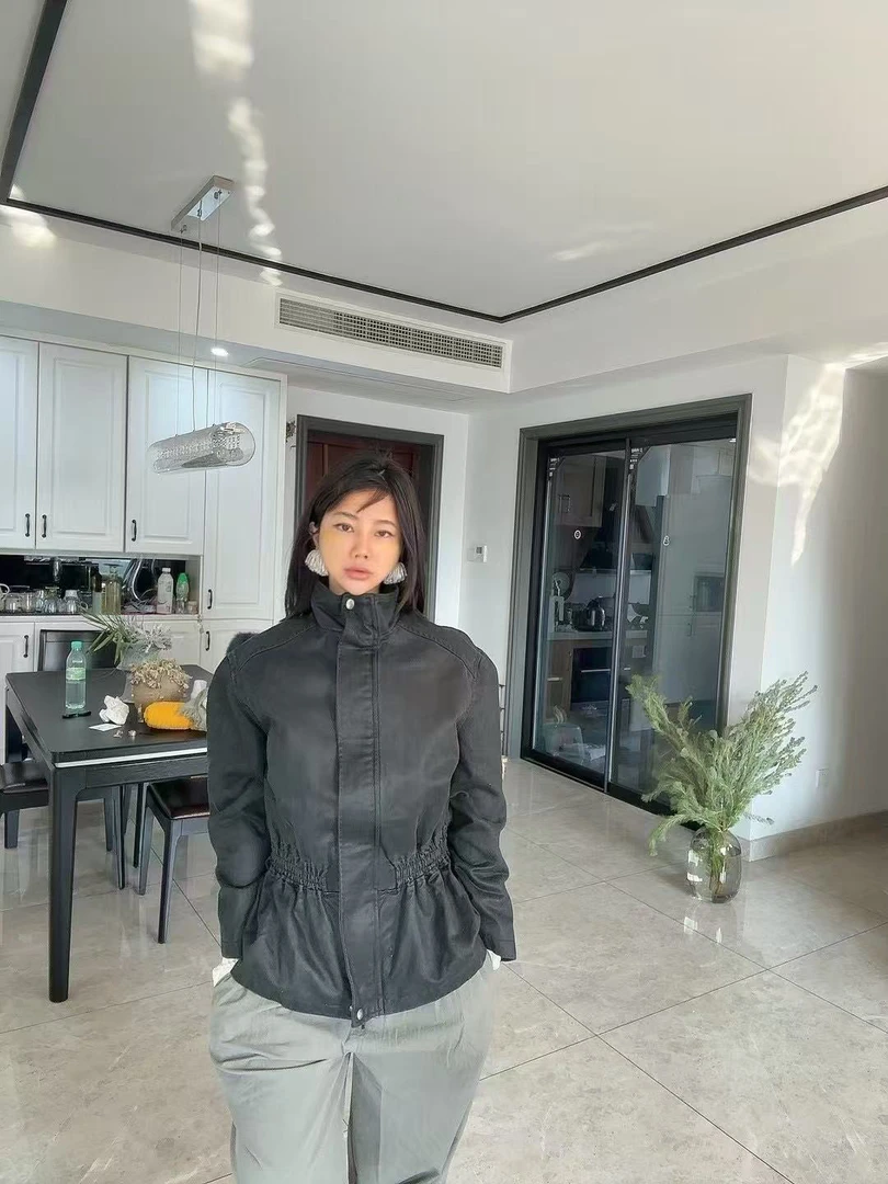 模特自留款 很洋气的黑色收腰夹克外套